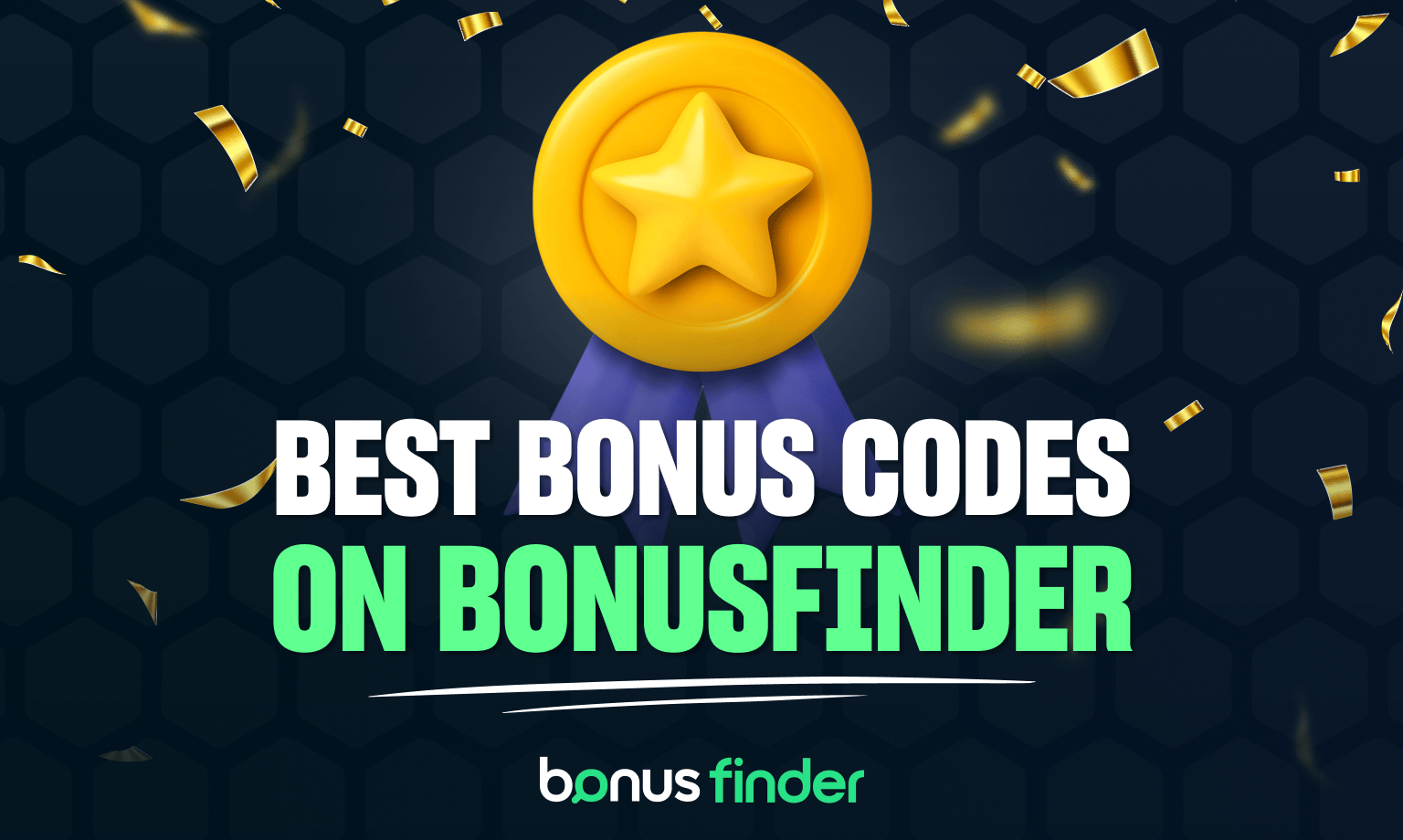 Gold star icon with bold text promoting the best online casino bonus codes available on BonusFinder for US players.